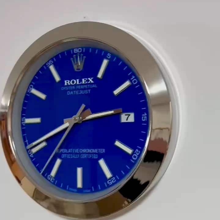 DATEJUST – SILVER – BLUE-2 DELUXE METAL WALL CLOCK, 35 CM