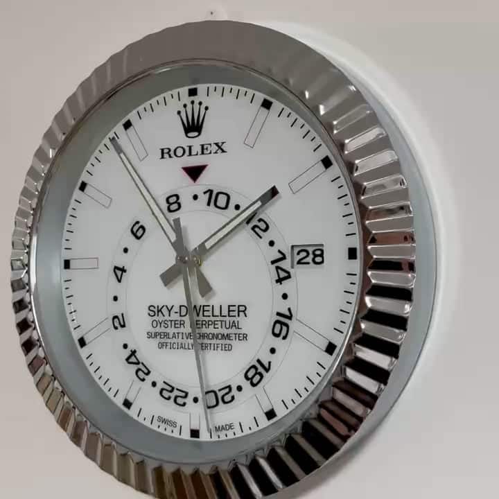 SKY DWELLER – ROSE SILVER – WHITE EDITION 35 CM DELUXE METAL WALL CLOCK