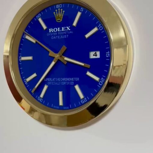 DATEJUST – GOLD – BLUE-2 DELUXE METAL WALL CLOCK 35 CM