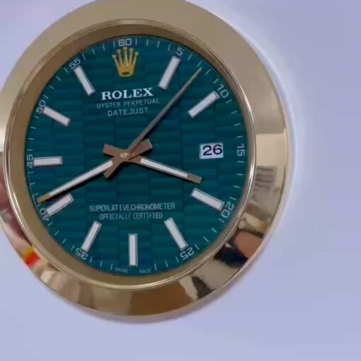 DATEJUST – GOLD – GREEN – 3 DELUXE METAL WALL CLOCK 35 CM