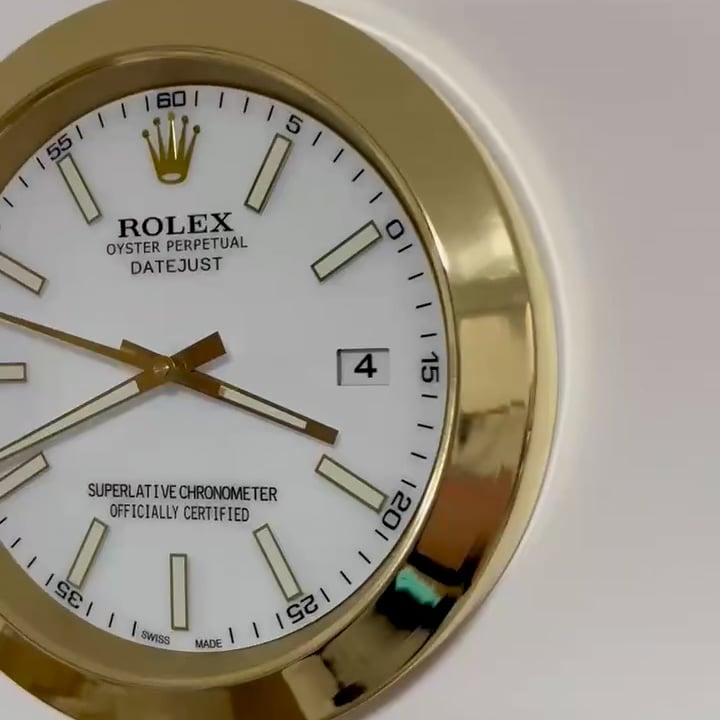 DATEJUST – GOLD-WHITE – 2 EDITION 35 CM DELUXE METAL WALL CLOCK