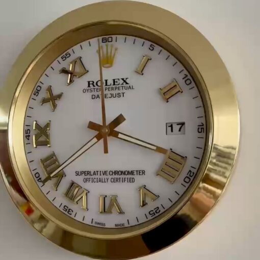 DATEJUST – GOLD – WHITE EDITION 35 CM DELUXE METAL WALL CLOCK