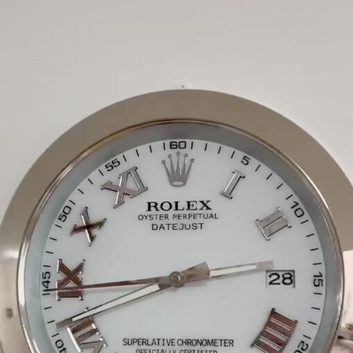 DATEJUST – SILVER – WHITE EDITION 35 CM DELUXE METAL WALL CLOCK