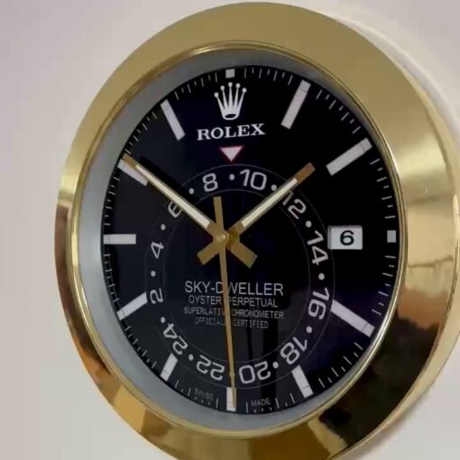 SKY DWELLER – GOLD – BLACK EDITION 35 CM DELUXE METAL WALL CLOCK
