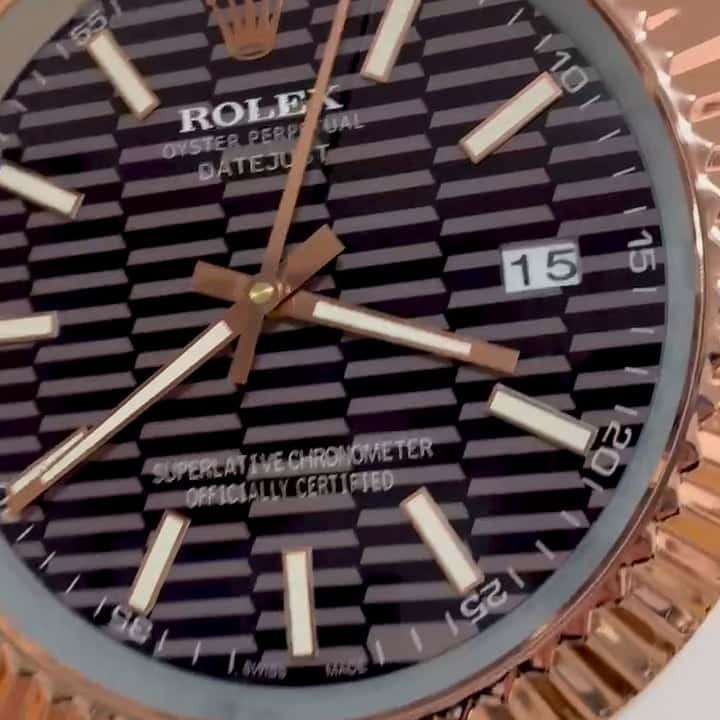 DATEJUST – ROSE GOLD CHROME – BLACK 35 CM DELUXE METAL WALL CLOCK