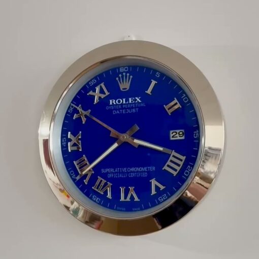 DATEJUST – SILVER – BLUE EDITION 35 CM DELUXE METAL WALL CLOCK