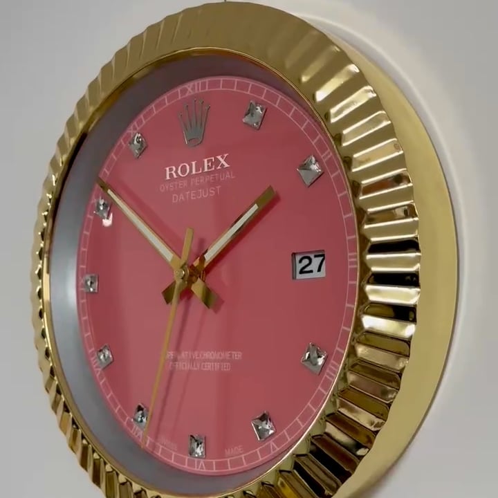 DATEJUST – ROSE GOLD – PINK EDITION 35 CM DELUXE METAL WALL CLOCK