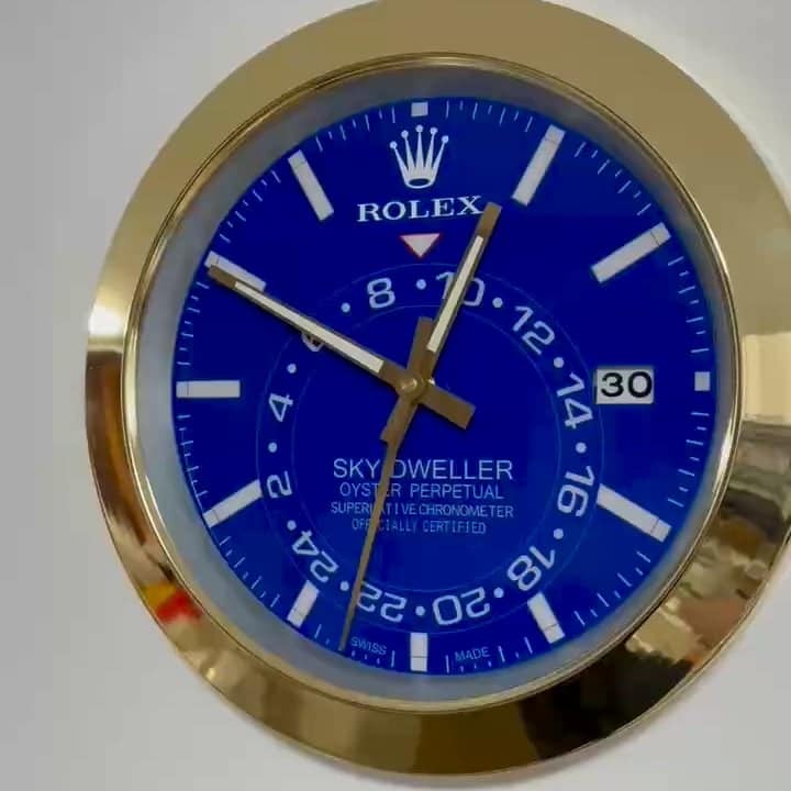 SKY DWELLER – GOLD – BLUE EDITION 35 CM DELUXE METAL WALL CLOCK