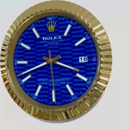 DATEJUST – ROSE GOLD – BLUE – 3 DELUXE METAL WALL CLOCK 35 CM