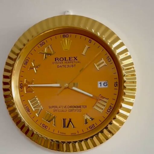 DATEJUST – ROSE GOLD – YELLOW EDITION 35 CM DELUXE METAL WALL CLOCK