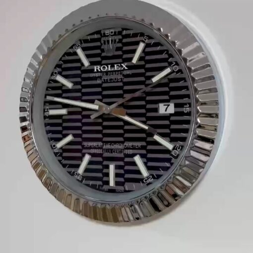 DATEJUST – ROSE SILVER – BLACK – 2 EDITION 35 CM DELUXE METAL WALL CLOCK