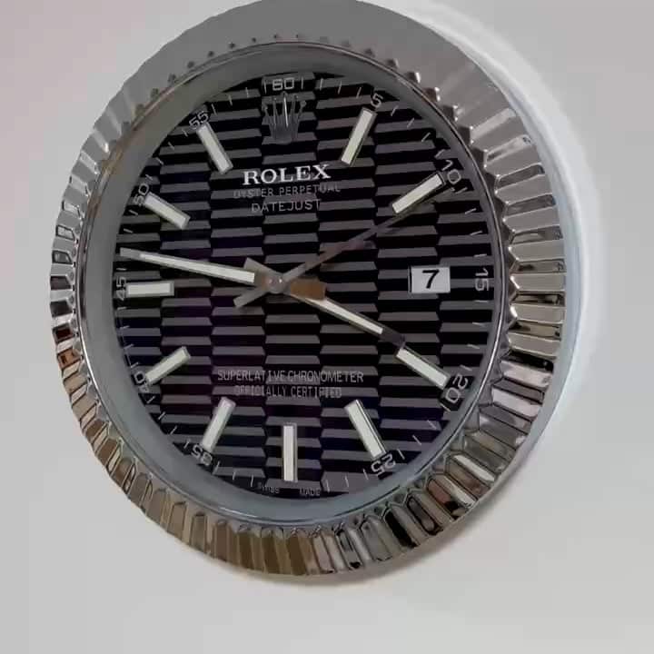 DATEJUST – ROSE SILVER – BLACK – 2 EDITION 35 CM DELUXE METAL WALL CLOCK