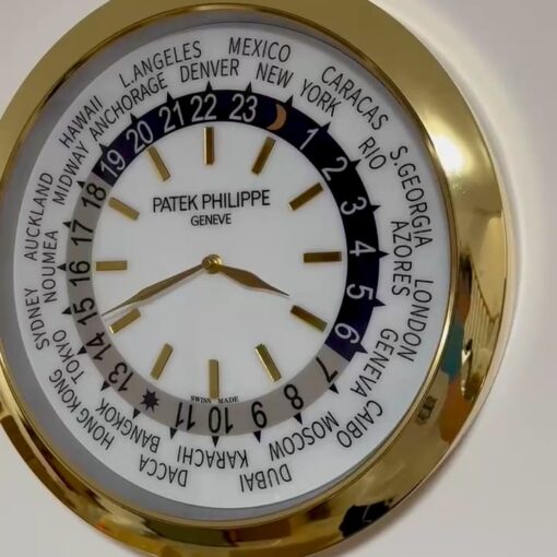 PATEK PHILIPPE GOLD AND WHITE CITY XL DELUXE METAL WALL CLOCK (35 CM)