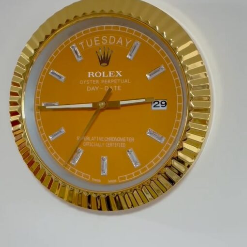 DAY DATE – ROSE GOLD – YELLOW EDITION 35 CM DELUXE METAL WALL CLOCK