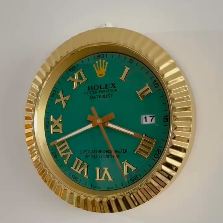DATEJUST – ROSE GOLD – GREEN EDITION 35 CM DELUXE METAL WALL CLOCK