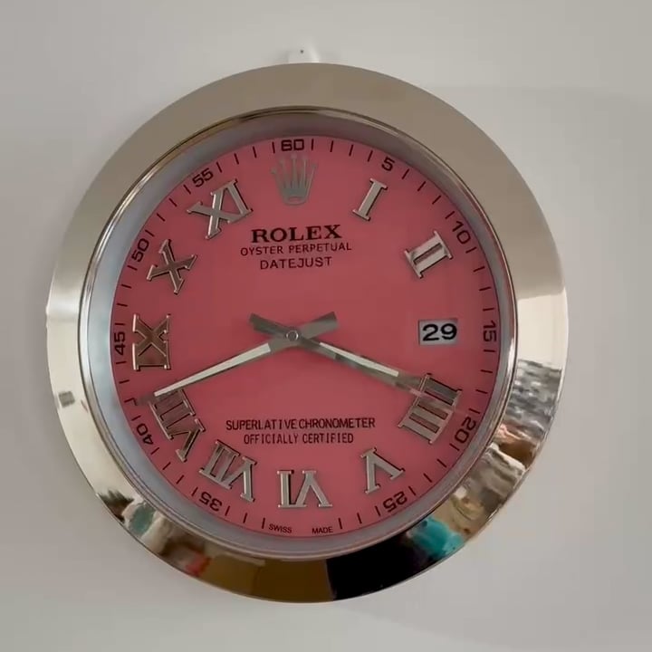 DATEJUST – SILVER – PINK EDITION 35 CM DELUXE METAL WALL CLOCK