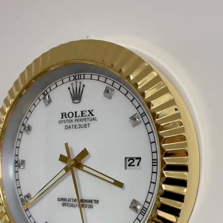 DATEJUST – ROSE GOLD-WHITE – 3 DELUXE METAL WALL CLOCK 35 CM