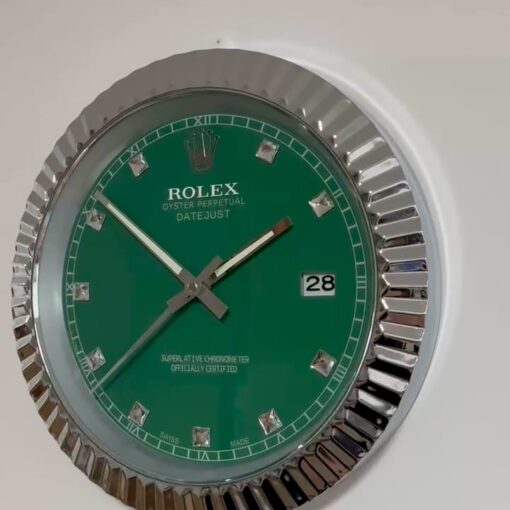 DATEJUST – CHROME – GREEN 4 EDITION 35 CM DELUXE METAL WALL CLOCK