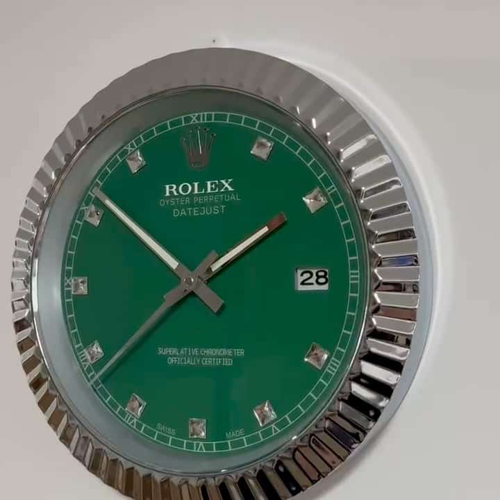 DATEJUST – CHROME – GREEN 4 EDITION 35 CM DELUXE METAL WALL CLOCK
