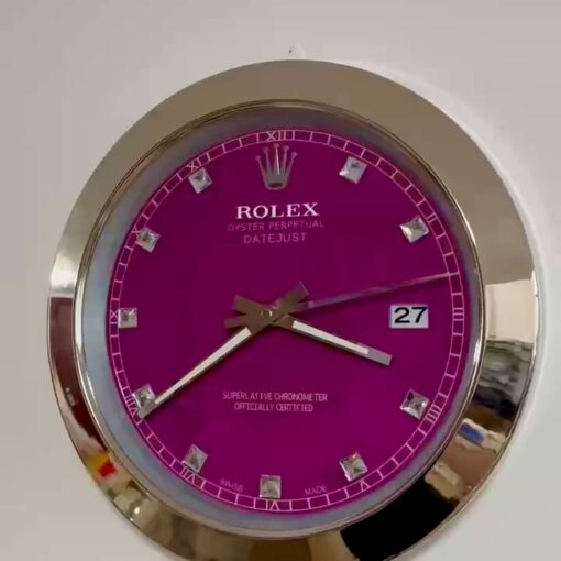 DATEJUST – CHROME – PURPLE 1 DELUXE METAL WALL CLOCK 35 CM