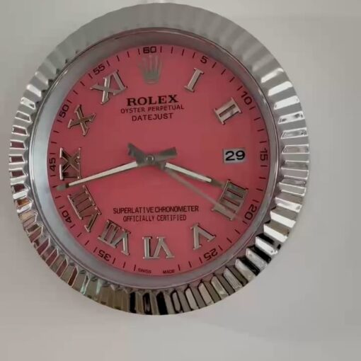 DATEJUST – ROSE SILVER – PINK EDITION 35 CM DELUXE METAL WALL CLOCK