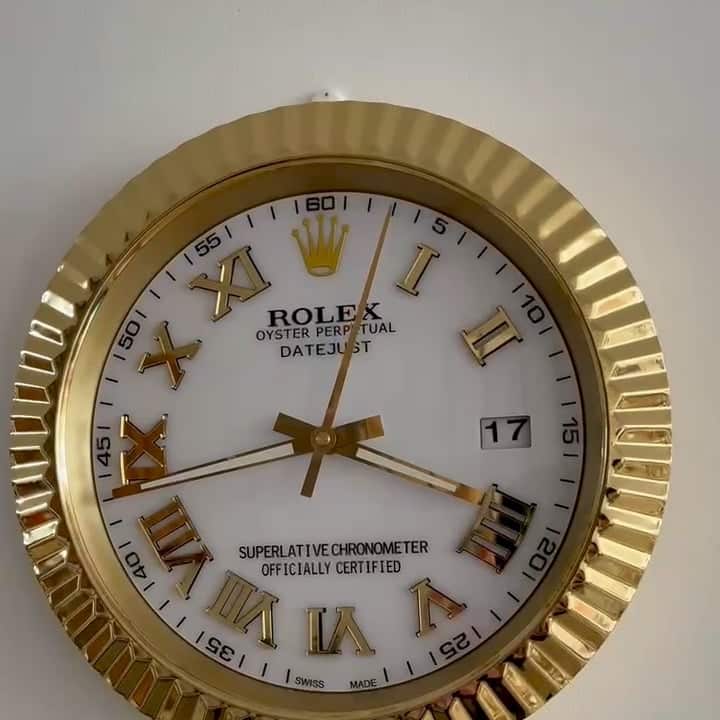 DATEJUST – ROSE GOLD – WHITE EDITION 35 CM DELUXE METAL WALL CLOCK