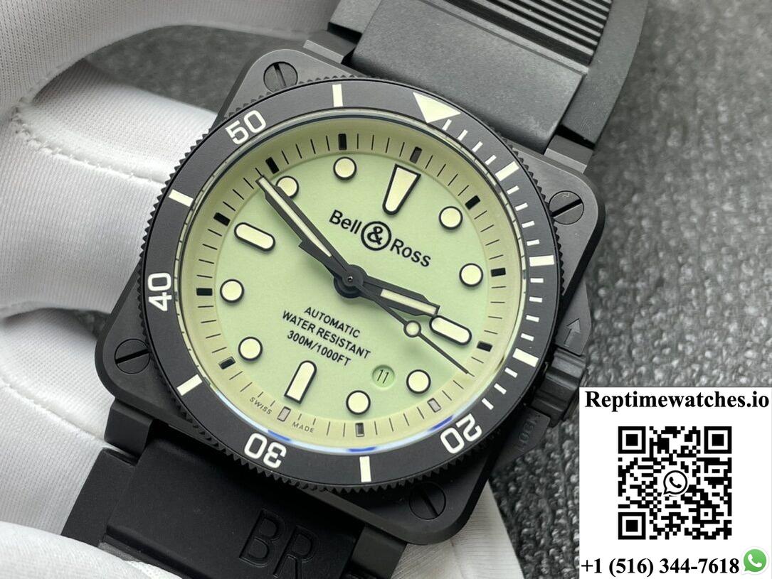 Bell & Ross Instruments Br03A-Cps-Ce Srb Stainless Steel Buckle Green Dial-Rep Time Watches