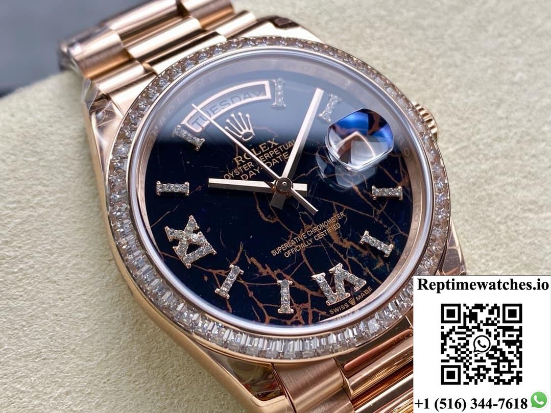 Rolex Day-Date m128395tbr-0010 8+ Factory Diamond Hour Markers