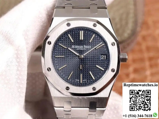 XF Factory Audemars Piguet Royal Oak “JUMBO” Extra-thin 15202ST.OO.1240ST.01 Stainlless Steel Cufflinks Blue