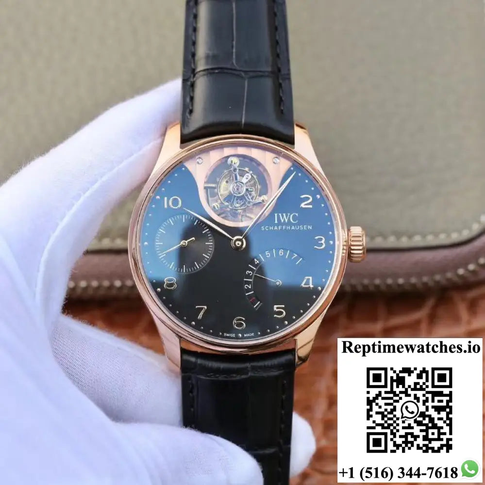 ZF Factory IWC Portuguese Tourbillon IW504210 18K Rose Gold Black Dial - Watches